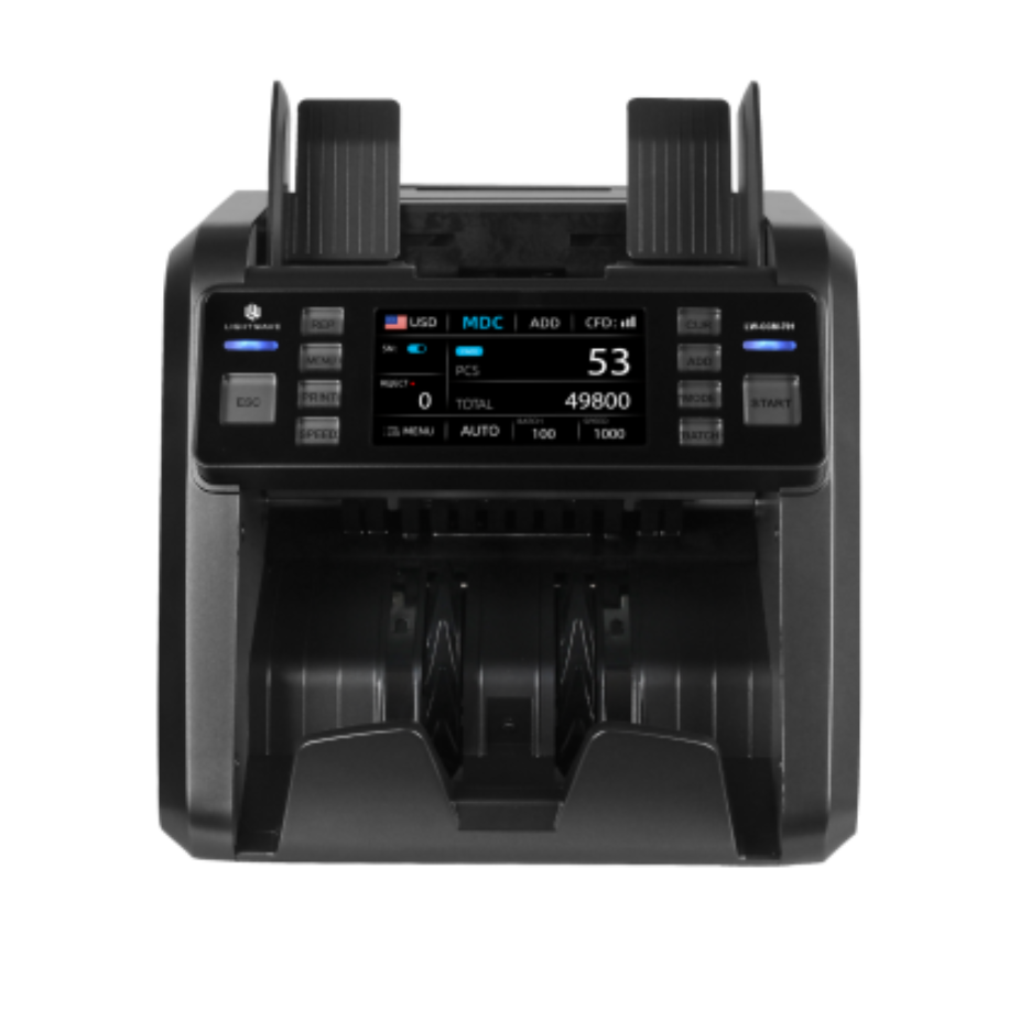 Untitled-design-2024-10-02T181734.492 LIGHTWAVE TOUCHSCREEN 2 CIS CURRENCY COUNTING MACHINE WITH EXTERNAL DISPLAY BLACK COLOR LW-CCM-701 - Image 1